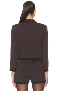 L'Agence Lumi Pull On Short in dark brown black - women's shorts - detail view