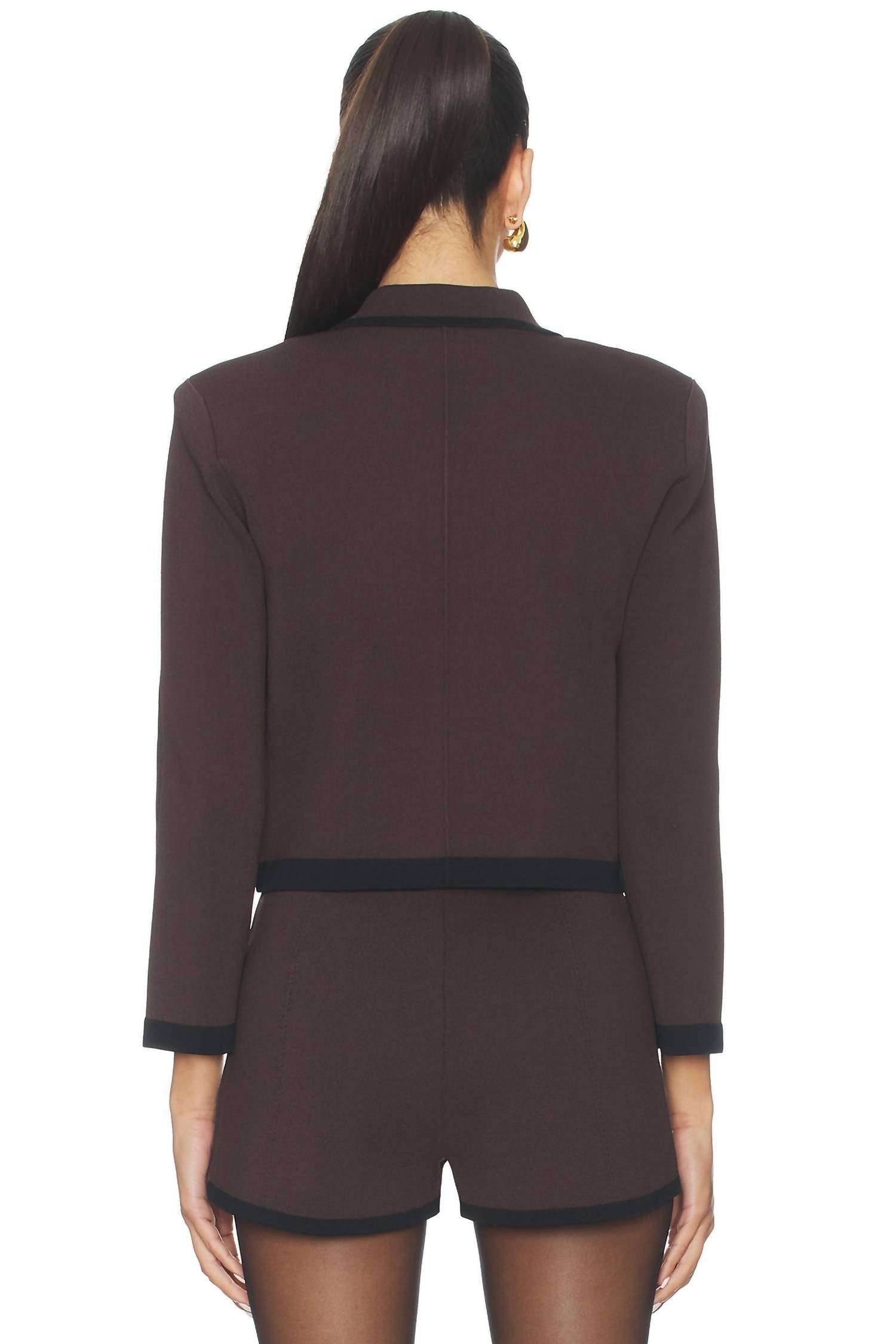 L'Agence Lumi Pull On Short in dark brown black - women's shorts - detail view