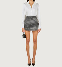endless rose Maxine Sequin Skirt in charcoal - women's skirt - detail view