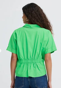 ICHI Collared Blouse in greenbriar - women's blouse - detail view