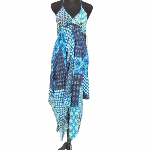 Aqua - Asymmetrical Rayon Floral Dress
