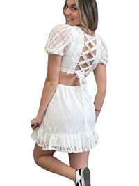 Peach Love - Lace-up Cut-out Mini Dress