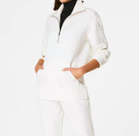 Spanx Airessentials Luxe Half Zip Tunic in powder - women's shirt - detail view