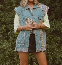 Pol - Cool it Patchwork Denim Vest