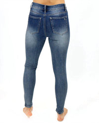 Grace And Lace - Plaid Patched Denim Jeggings