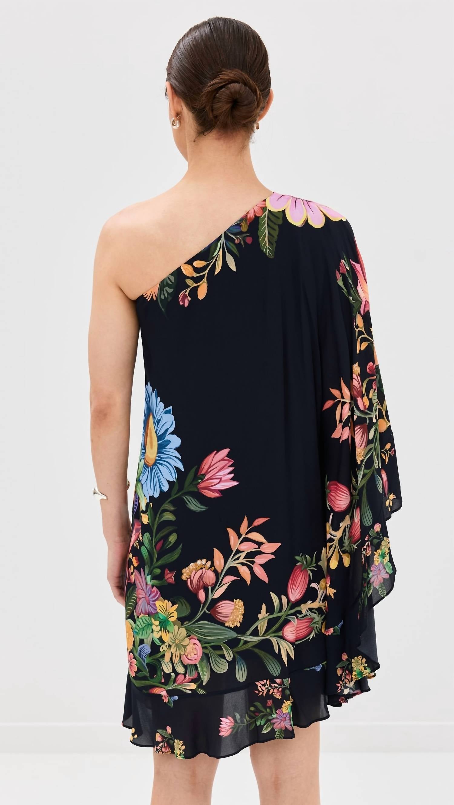 Borgo De Nor - Sheye Viscose Crepe Mini One Shoulder Printed Dress
