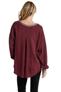 Umgee - Layered Frayed Hem Top