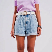 Q2 - Vintage High Rise Baggy Denim Shorts