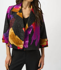 Joseph Ribkoff - Textured Abstract Print Boxy Jacket