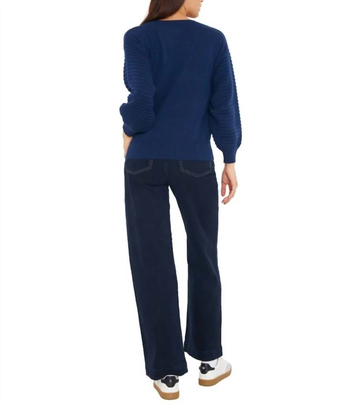 Brodie Cashmere - Textured Balloon Sleeve Crew Sweater