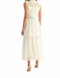 Just Me - Tiered Ruffle Lace Midi Dress
