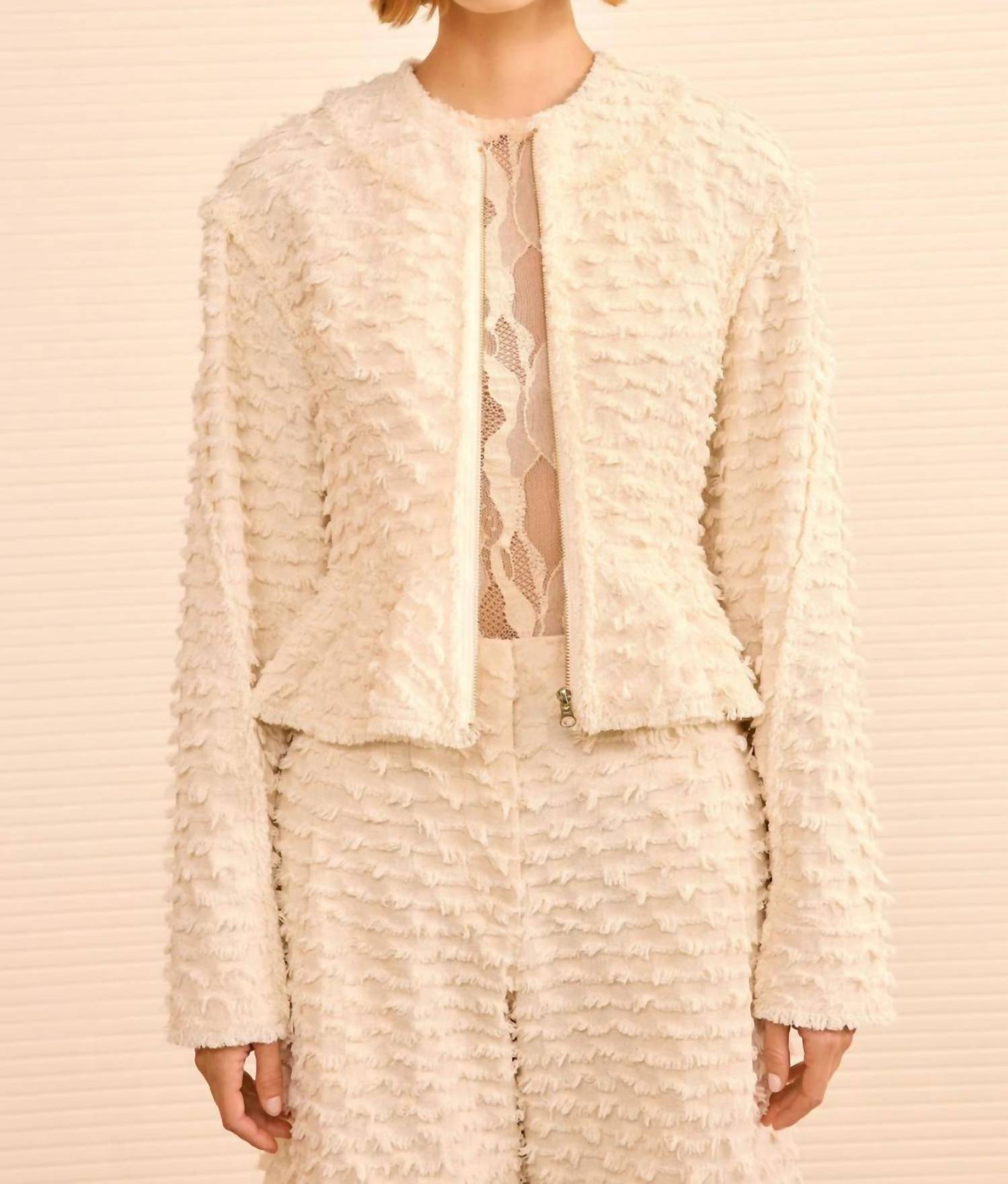 Ulla Johnson Rosalind Zip Peplum Jacket in ivory - women's jacket