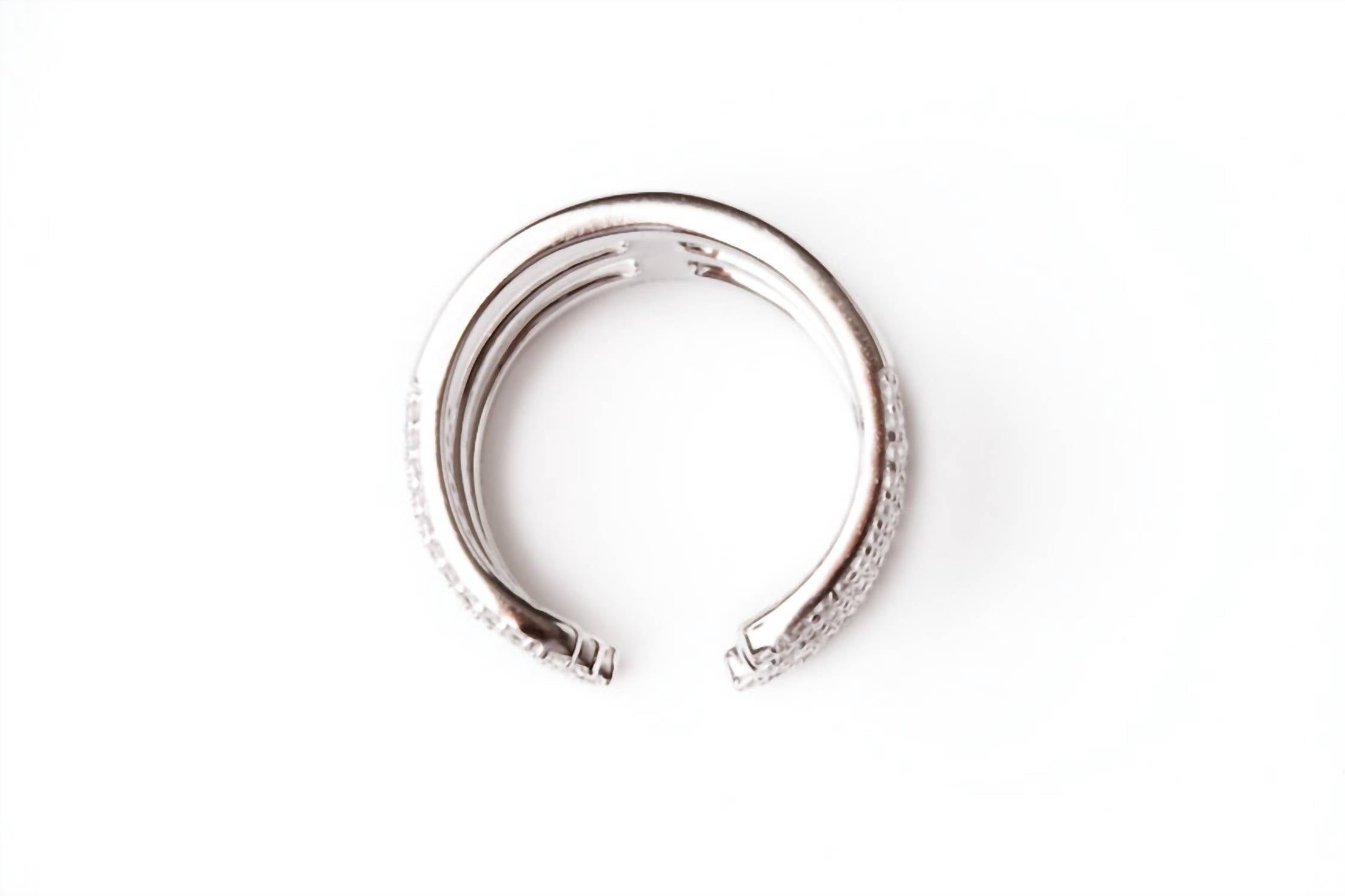 Avenue Chic - Women's Three Line Cz Cuff Ring