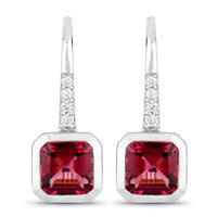 Diana M Jewels Women's Octagon Natural Rubellite Stud Earrings (2.56 Ct) - Signature in 14k white gold - women's jewelry