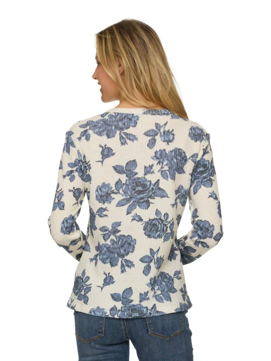 Flags & Anthem - Fayston Floral Printed Waffle Crew Shirt