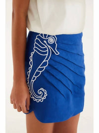 Farm Rio - Seahorse Embroidery Mini Skirt