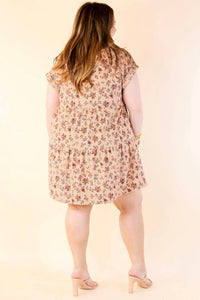 ANDREE BY UNIT Corduroy Tiered Dress - Plus in soft beige - women's dress - detail view