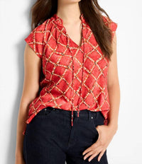 Nic + Zoe - Squiggle Check Cap Sleeve Top