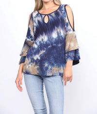 Collective Rack - Bell sleeve tie dye top with keyhole