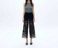 Bayeas - High Rise Lace Wide Leg Jeans
