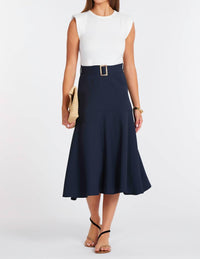 bishop + young Kristopher Twofer Midi Dress in navy - women's dress