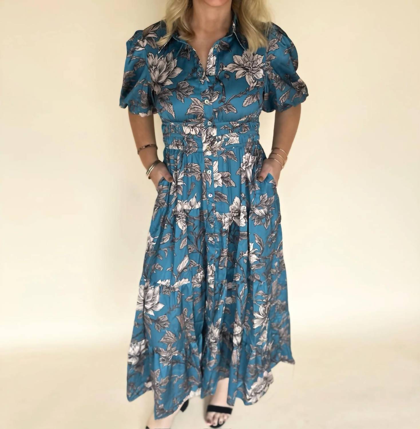 Pretty Follies - Auralie Floral Collared Button Dress
