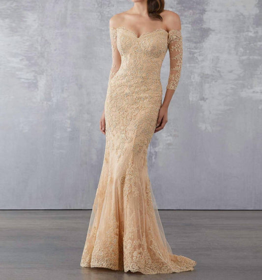 Mgny - Off Shoulder Sweetheart Neckline Gown