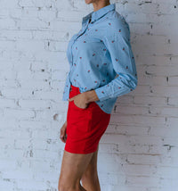 B.Young - Fenix Cherry Button Up Top
