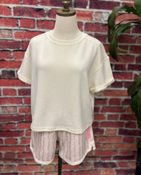 Simply Southern Women's Soft Knit Bow Tee in cream - women's t-shirt