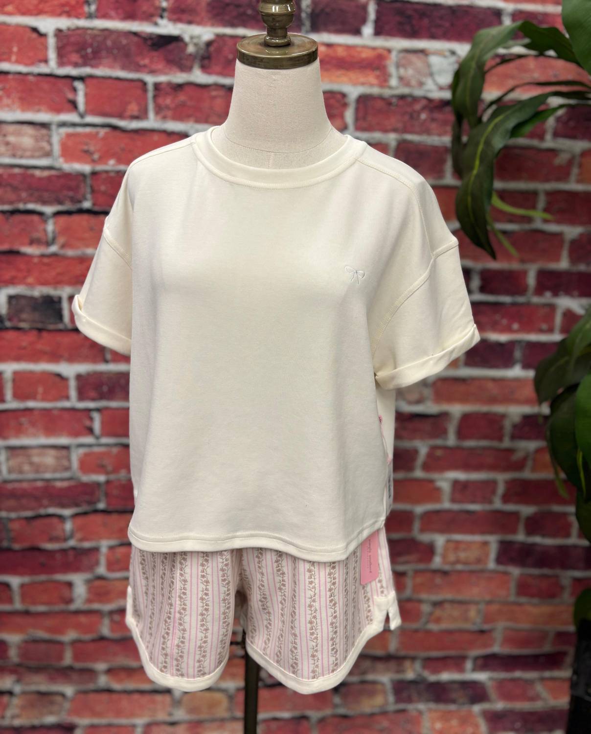 Simply Southern Women's Soft Knit Bow Tee in cream - women's t-shirt