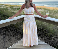Baby Pink - Striped Crop Top & Maxi Skirt Set
