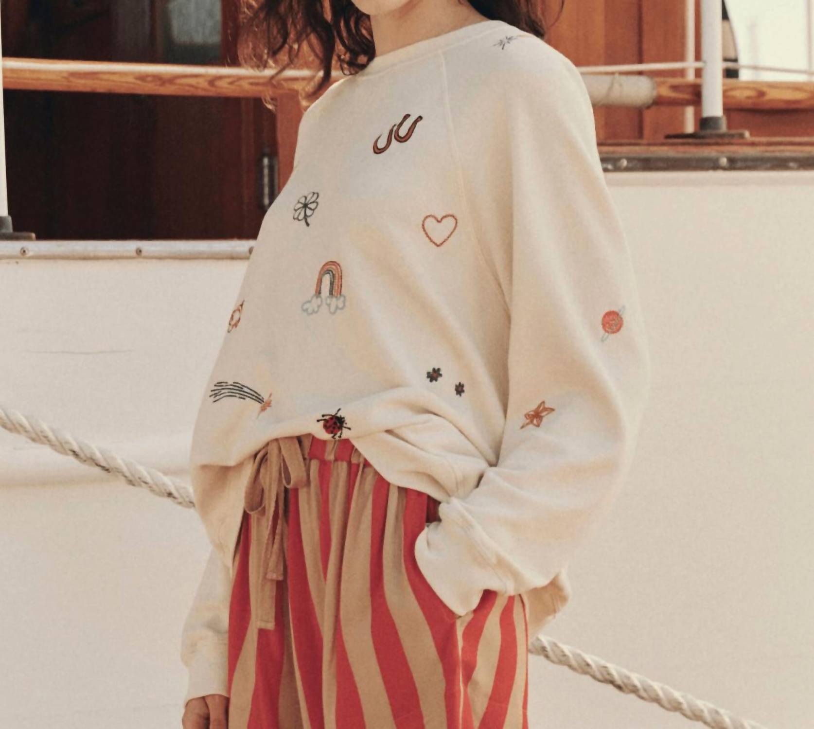 The Great. - The Great. Slouch Embroidered Charm Sweatshirt