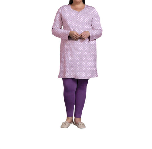 On The Plus Side - Cotton Long Sleeve Sleep Top - Plus