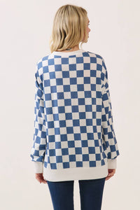 7Th Ray - Checkered Print Drop Shoulder Pullover