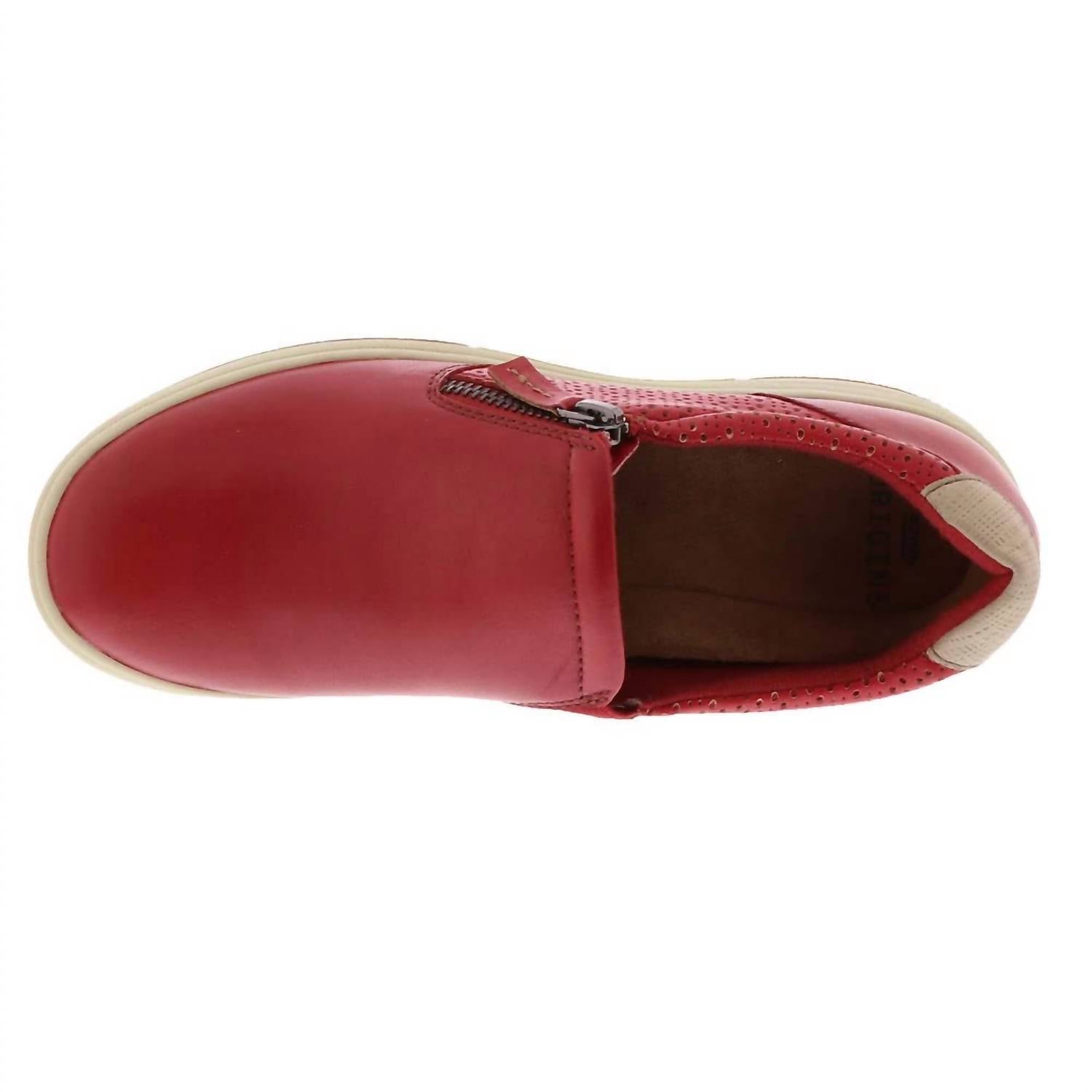 EARTH Women's Elsie Leather Slip On in red - women's sneaker - detail view