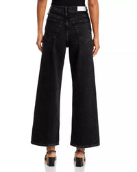 RE/DONE High Rise Wide Leg Crop Jean in black vein - women's jeans - detail view