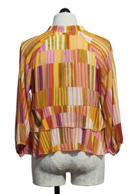 Aldo Martins - Women's Zip Front Striped Jacket With Tiered Ruffle Bottom