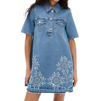 Ganni - Broderie Anglaise Denim Mini Dress