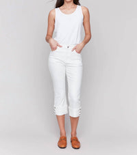 CHARLIE B 5-pocket Jeans With Snap Detail On Hem in white - women's jeans - view 5