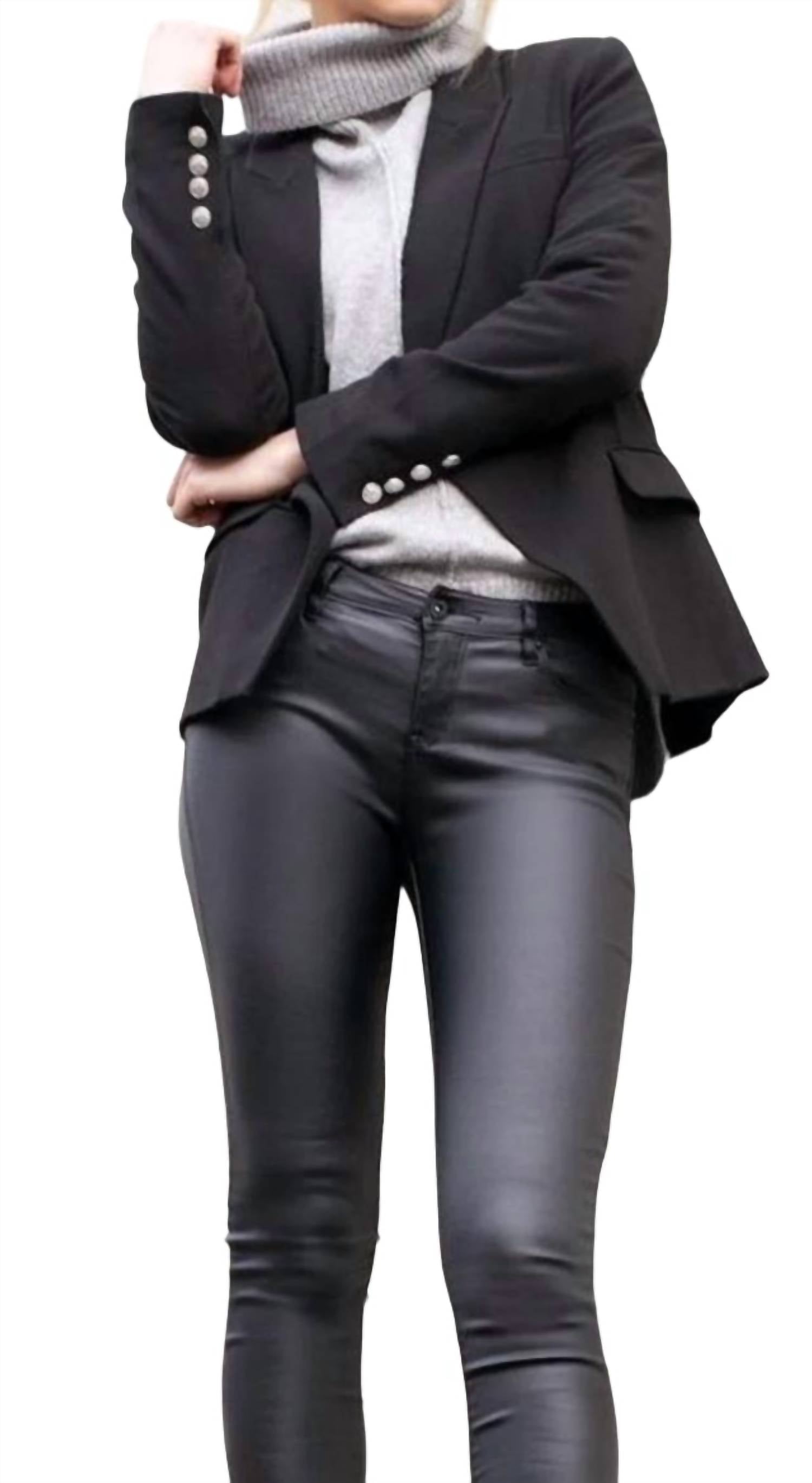 Coated Ankle Zip Jeans
