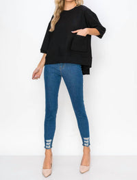 Joh - Karen Knit Crepe Top With Front Pocket