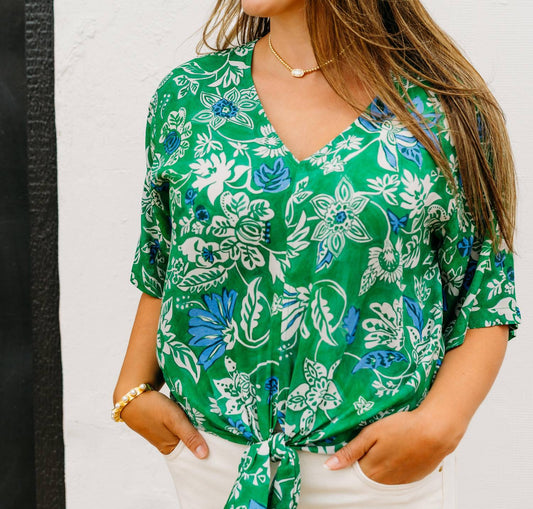 Karen Kane - Short Sleeve Tie Front Top