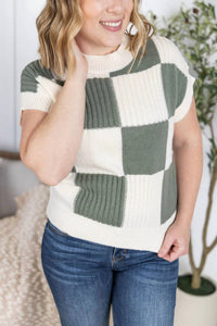 Michelle Mae - Checkered Short Sleeve Sweater