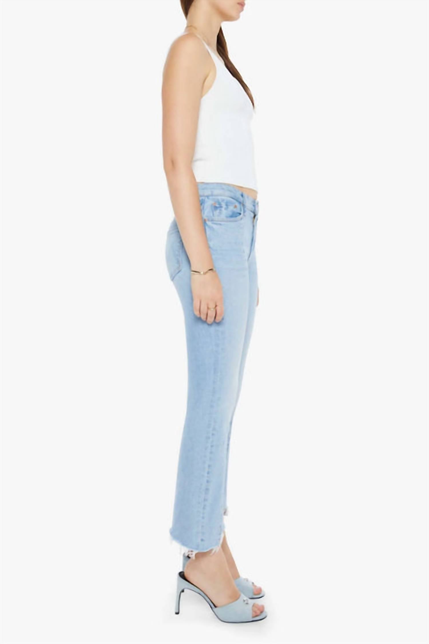 Mother Insider Crop Pointy Fray Jeans in let s get it together - women's jeans