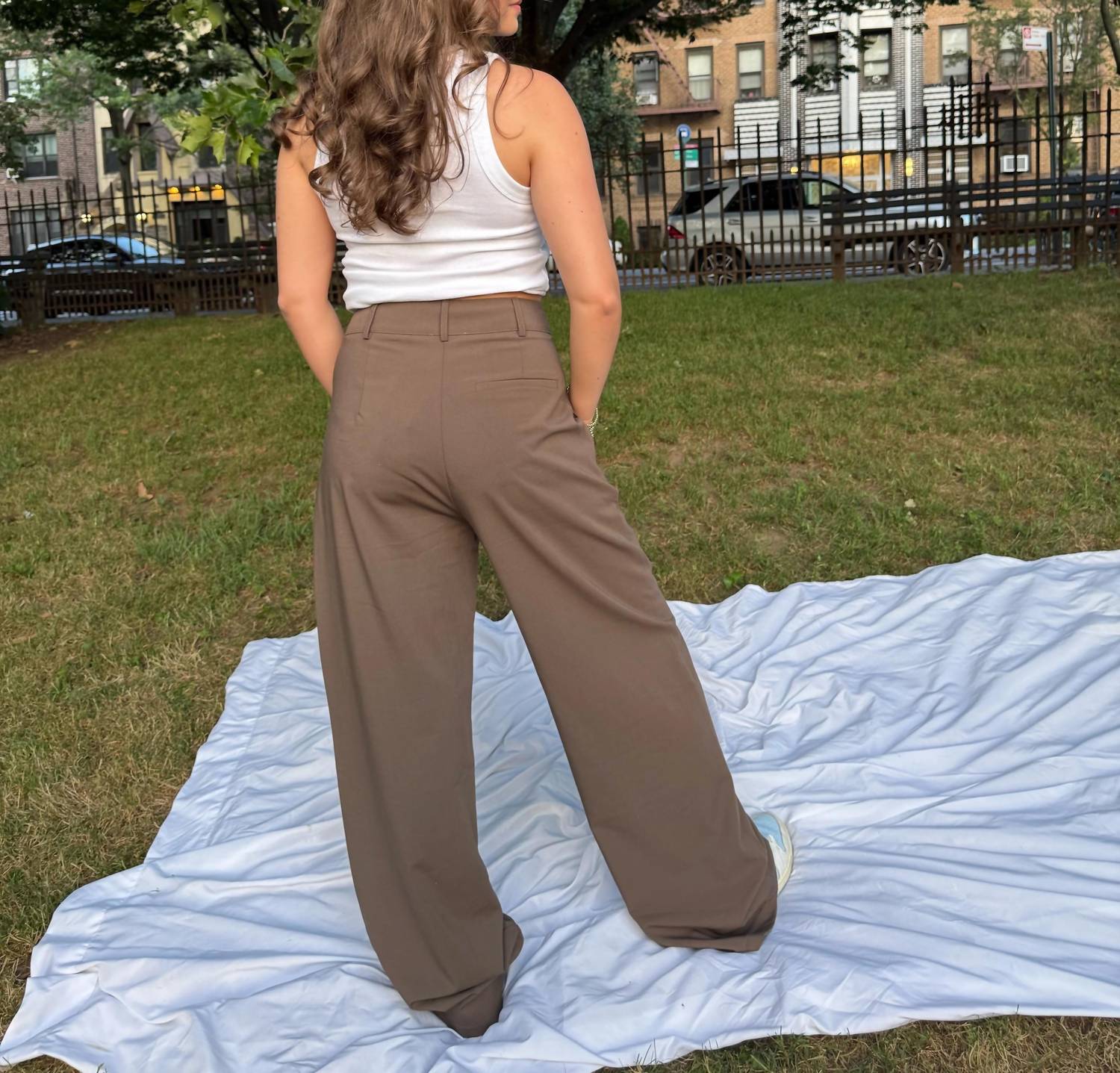 Mimosa - Wide Leg Latte Trousers