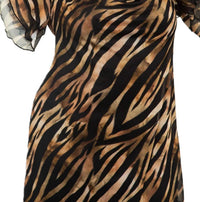 Fashion Szn Curve - Zebra Print Mesh Short Sleeves Dress
