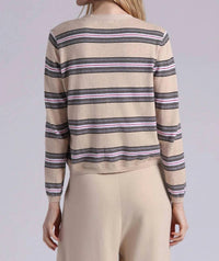 Minnie Rose - Vneck Striped Cardigan