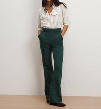Veronica Beard Melvin Flared Pants in dark hunter green - women's pants