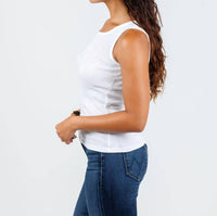 GOLDIE Cotton Variegated Rib Tank in white - women's tank top - alternate view