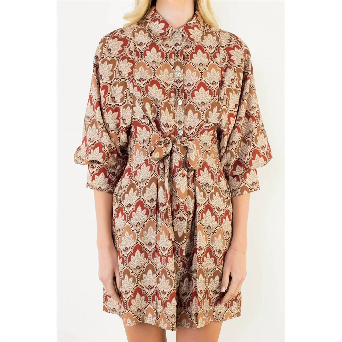Thml - Long Sleeve Tie Waist Dress